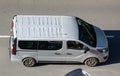 Silver Renault Trafic panel van with motion blur effect, top view Royalty Free Stock Photo