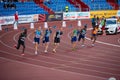 OSTRAVA, CZECH REPUBLIC, SEPTEMBER 8. 2020: Sprinters race, Professional track and field sprint race, athletes on the track.