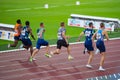 OSTRAVA, CZECH REPUBLIC, SEPTEMBER 8. 2020: Sprinters race, Professional track and field sprint race, athletes on the track.