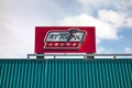 The banner of RT Torax Arena, the ice hockey stadium in Ostrava-Poruba which works as a multifunctional hall for international and Royalty Free Stock Photo