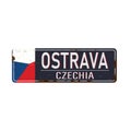 Ostrava Czechia flag rustet metal signboard icon