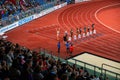 Female Sprinters at 100m Hurdles Race Start Line in Track and Field Event for Worlds in Budapest