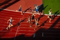 400m Male Race Curve with Interplay of Light and Shadow in Track and Field Contest for Worlds in