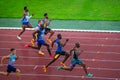 Speed and Endurance: Male Sprinters Conquer 200m Distance in Track and Field Meet for Worlds in