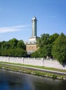 Ostravice river, Komenskeho sady park, New town hall, Ostrava, Czech Republic / Czechia Royalty Free Stock Photo