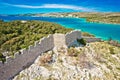 Ostrica historic defence wall ruins in Grebastica bay aerial view