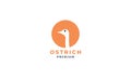 Ostrich bird head with sunset circle logo vector illustration design Royalty Free Stock Photo