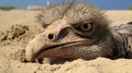 Ostrich burying head in the sand. Generative Ai