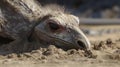 Ostrich burying head in the sand. Generative Ai