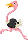 Ostrich cartoon running isolated