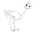 Ostrich cartoons flat design monochrome object isolated cute bird design element illustration