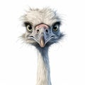 Ostrich Close-up Flat Drawing Front View White Background 8k Ultra-clear Royalty Free Stock Photo