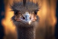 Ostrich face close-up. eyes with eyelashes in focus. Funny face. Selective focus. Royalty Free Stock Photo