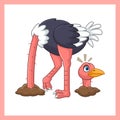Ostrich hiding its head in the hole Royalty Free Stock Photo