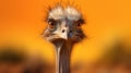 Humorous Ostrich Staring At Camera Against Vibrant Background