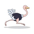 Ostrich Running Cartoon Cute Animals Illustration