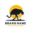 Ostrich silhouette logo design template