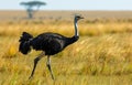 Ostrich walking in the grass. The ostrich in the savannah Royalty Free Stock Photo