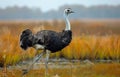 Ostrich walking in the grass. A ostrich in the savannah Royalty Free Stock Photo