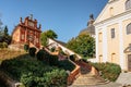 Ostrov,Czech Republic-October 10,2021.Piarist Monastery with Chapel of Virgin Mary of Einsiedeln.Pilgrimage chapel and funeral