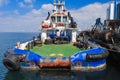 OSV boat, offshore supply vessel stand moored Royalty Free Stock Photo