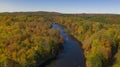 Oswegatche River Adirondak Park Panoramic Aerial View Autumn Season Royalty Free Stock Photo