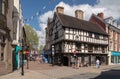 Shoppers on Cross Street in Oswestry Shropshire