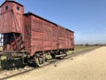 Oswiccim, Poland - October 15, 2018: Train carriage in Auschwitz Birkenau Concetration Camp