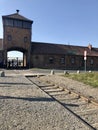 Oswiccim, Poland - October 15, 2018: Train tracks in Auschwitz Birkenau Concetration Camp