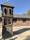 Oswiccim, Poland - October 15, 2018: Watch tower in Auschwitz Birkenau Concetration Camp