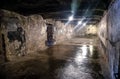 Oswiecim / Poland - 02.15.2018: Dark basement with scraped walls.
