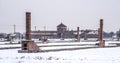 Oswiecim / Poland - 02.15.2018: General view on the Concentration Camp in Auschwitz Birkenau.