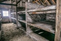 Oswiecim / Poland - 02.15.2018: Prisoner`s beds, bunks inside the barrack