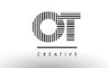 OT O T Black and White Lines Letter Logo Design.