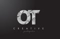 OT O T Letter Logo with Zebra Lines Texture Design Vector.