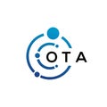 OTA letter technology logo design on white background. OTA creative initials letter IT logo concept. OTA letter design