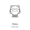 otaku icon vector from urban tribes collection. Thin line otaku outline icon vector illustration. Linear symbol for use on web and Royalty Free Stock Photo