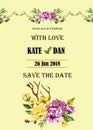 Botanic wedding card with Bouquet wildflowers Royalty Free Stock Photo