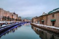 Otaru Canal in Winter with twilight light. Royalty Free Stock Photo