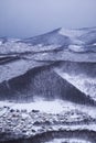 Otaru city view from Tenguyama mountain during winter.