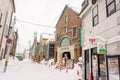 Shop and restaurant in Otaru city are full white and covered by heavy snow