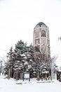 Otaru, Japan, January 28, 2018: The Le Tao Clock Tower with chiming bells is the home of Le Tao, the famous chocolate boutique