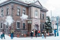 Otaru Music Box Museum and stream Clock with Snow in winter season. landmark and popular for attractions in Hokkaido, Japan. Otaru