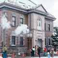 Otaru Music Box Museum and stream Clock with Snow in winter season. landmark and popular for attractions in Hokkaido, Japan. Otaru