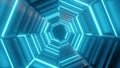 Otating neon Octagon creating a tunnel Royalty Free Stock Photo