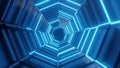 Otating neon Octagon creating a tunnel Royalty Free Stock Photo