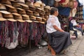 Indigenous vendors in Otavalo Ecuador Royalty Free Stock Photo