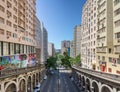 Otavio Rocha viaduct over Borges de Medeiros Avenue in downtown Porto Alegre city - Porto Alegre, Rio Grande do Sul, Brazil