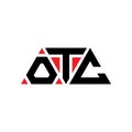 OTC triangle letter logo design with triangle shape. OTC triangle logo design monogram. OTC triangle vector logo template with red Royalty Free Stock Photo