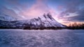 Otertinden mountain with Signaldalelva river in Northern Norway Royalty Free Stock Photo